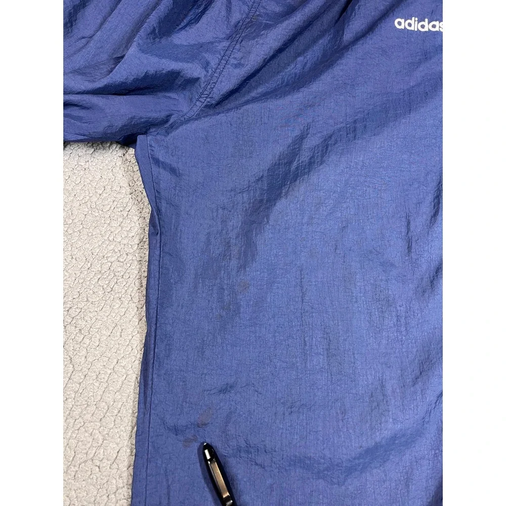 Adidas Vintage Mens Nylon Track Pants XL Blue White Stripe Windbreaker Joggers - Picture 15 of 16